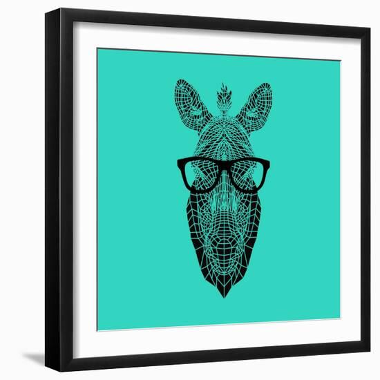 Zebra in Glasses-Lisa Kroll-Framed Art Print