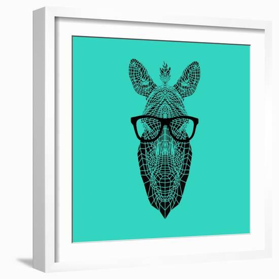 Zebra in Glasses-Lisa Kroll-Framed Art Print