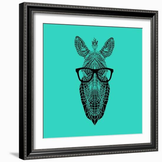 Zebra in Glasses-Lisa Kroll-Framed Art Print