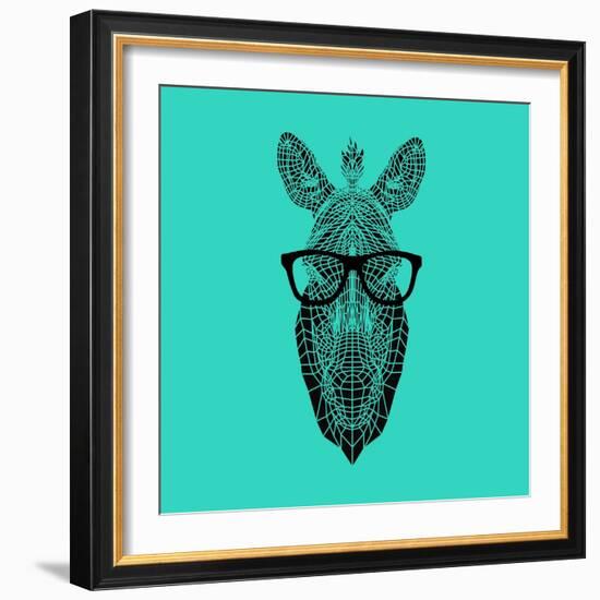 Zebra in Glasses-Lisa Kroll-Framed Art Print