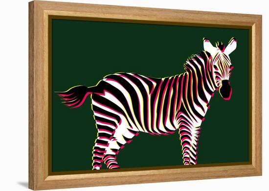 Zebra in Green Horizontal-Ikuko Kowada-Framed Premier Image Canvas