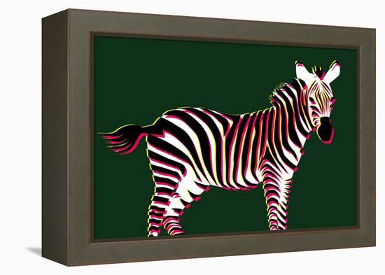 Zebra in Green Horizontal-Ikuko Kowada-Framed Premier Image Canvas