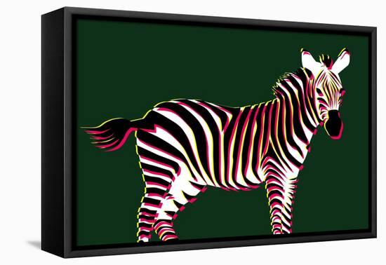 Zebra in Green Horizontal-Ikuko Kowada-Framed Premier Image Canvas