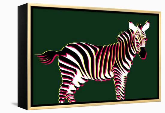 Zebra in Green Horizontal-Ikuko Kowada-Framed Premier Image Canvas