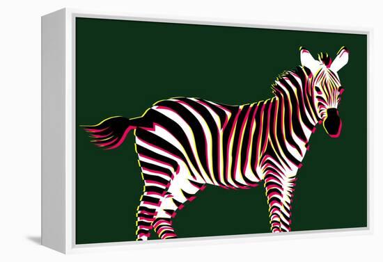 Zebra in Green Horizontal-Ikuko Kowada-Framed Premier Image Canvas