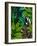 Zebra in Green Leaves-Fab Funky-Framed Art Print