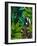 Zebra in Green Leaves-Fab Funky-Framed Art Print