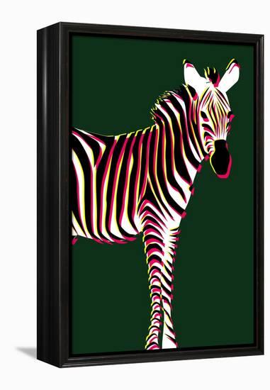 Zebra in Green Vertical-Ikuko Kowada-Framed Premier Image Canvas