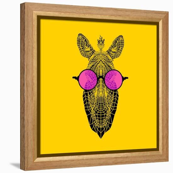 Zebra in Pink Glasses-Lisa Kroll-Framed Stretched Canvas