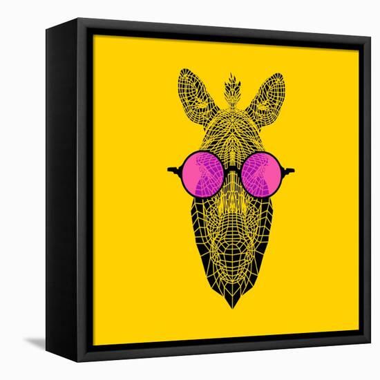 Zebra in Pink Glasses-Lisa Kroll-Framed Stretched Canvas