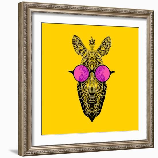 Zebra in Pink Glasses-Lisa Kroll-Framed Art Print