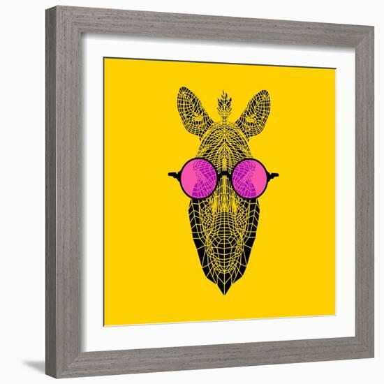 Zebra in Pink Glasses-Lisa Kroll-Framed Art Print