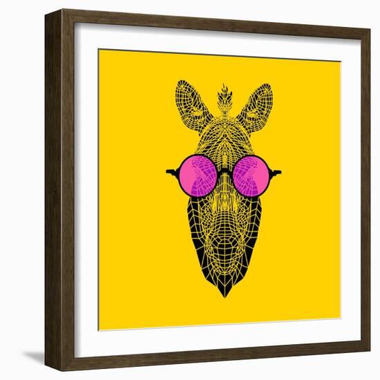 Zebra in Pink Glasses-Lisa Kroll-Framed Art Print