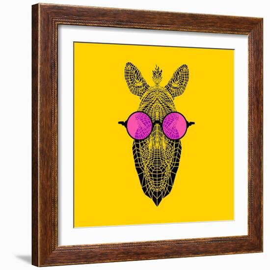 Zebra in Pink Glasses-Lisa Kroll-Framed Art Print