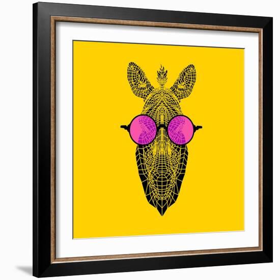 Zebra in Pink Glasses-Lisa Kroll-Framed Art Print