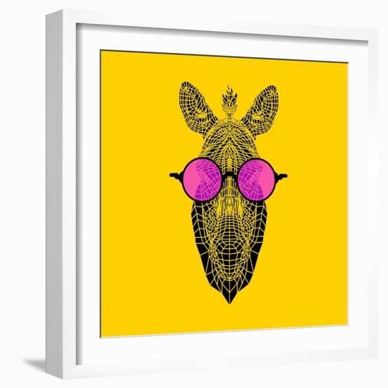 Zebra in Pink Glasses-Lisa Kroll-Framed Art Print