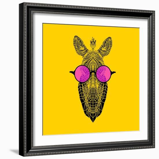 Zebra in Pink Glasses-Lisa Kroll-Framed Art Print