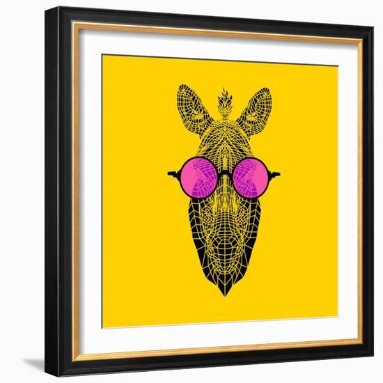 Zebra in Pink Glasses-Lisa Kroll-Framed Art Print