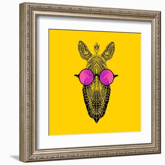 Zebra in Pink Glasses-Lisa Kroll-Framed Art Print