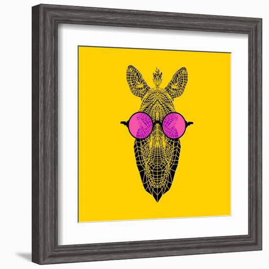 Zebra in Pink Glasses-Lisa Kroll-Framed Art Print