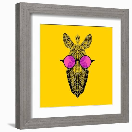 Zebra in Pink Glasses-Lisa Kroll-Framed Art Print