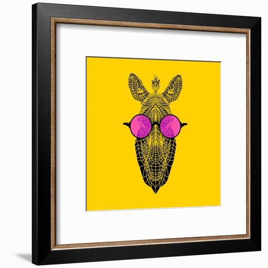 Zebra in Pink Glasses-Lisa Kroll-Framed Art Print