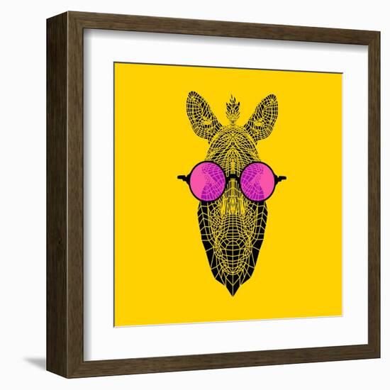 Zebra in Pink Glasses-Lisa Kroll-Framed Art Print