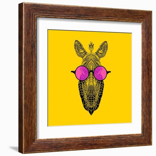 Zebra in Pink Glasses-Lisa Kroll-Framed Art Print