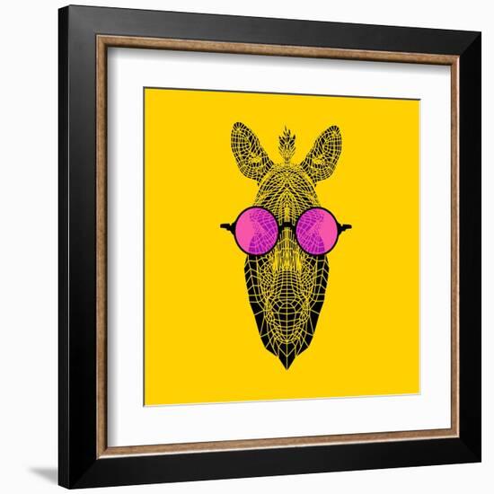 Zebra in Pink Glasses-Lisa Kroll-Framed Art Print