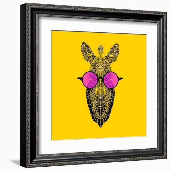 Zebra in Pink Glasses-Lisa Kroll-Framed Art Print