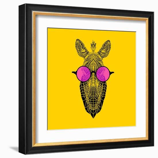 Zebra in Pink Glasses-Lisa Kroll-Framed Art Print