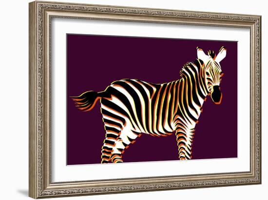 Zebra in Purple Horizontal-Ikuko Kowada-Framed Giclee Print