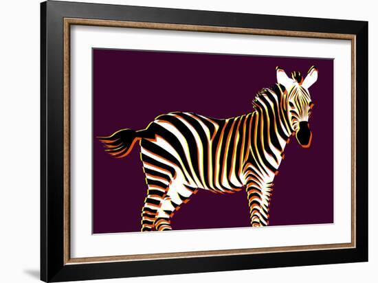 Zebra in Purple Horizontal-Ikuko Kowada-Framed Giclee Print
