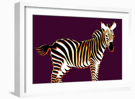 Zebra in Purple Horizontal-Ikuko Kowada-Framed Giclee Print