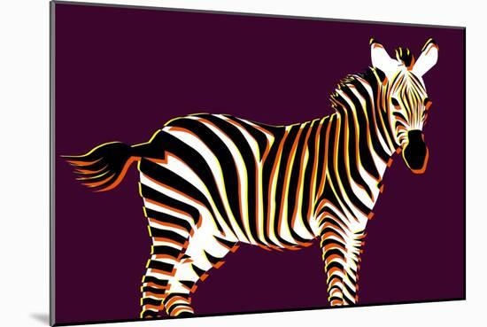 Zebra in Purple Horizontal-Ikuko Kowada-Mounted Giclee Print