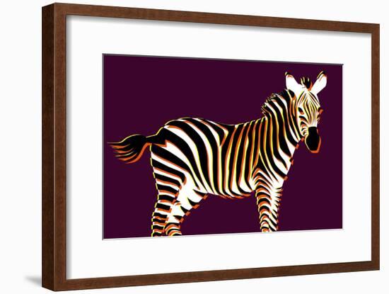 Zebra in Purple Horizontal-Ikuko Kowada-Framed Giclee Print