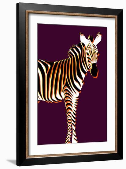 Zebra in Purple Vertical-Ikuko Kowada-Framed Giclee Print