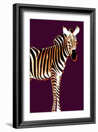 Zebra in Purple Vertical-Ikuko Kowada-Framed Giclee Print