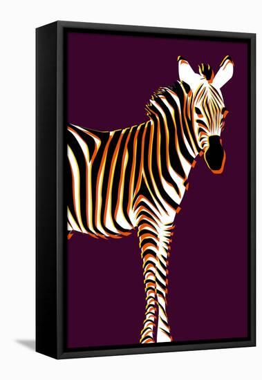 Zebra in Purple Vertical-Ikuko Kowada-Framed Premier Image Canvas