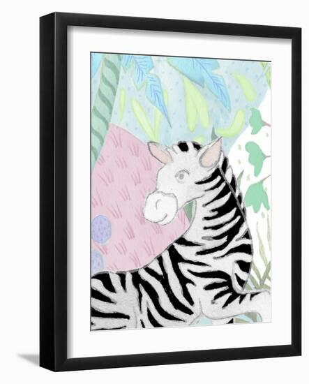 Zebra in the Tropics-Elizabeth Medley-Framed Art Print