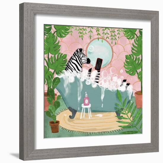 Zebra in Tub-Farida Zaman-Framed Art Print