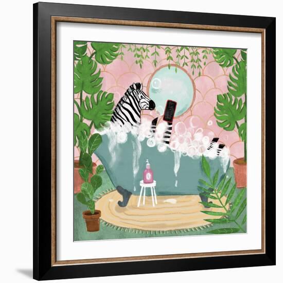 Zebra in Tub-Farida Zaman-Framed Art Print