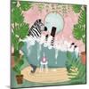 Zebra in Tub-Farida Zaman-Mounted Art Print