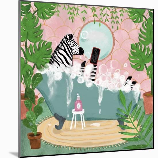 Zebra in Tub-Farida Zaman-Mounted Art Print