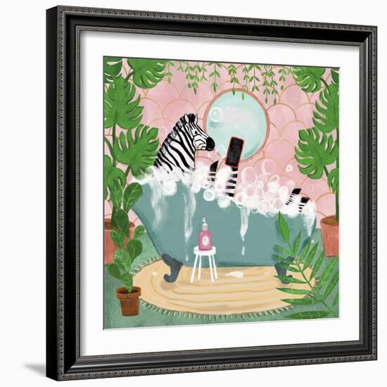 Zebra in Tub-Farida Zaman-Framed Art Print