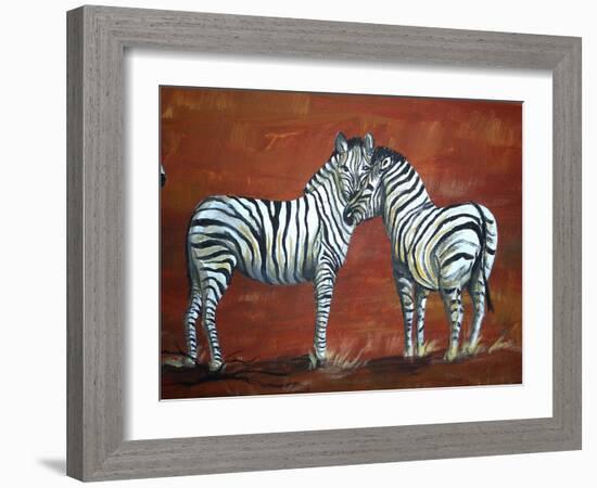 Zebra Love-Megan Aroon Duncanson-Framed Art Print