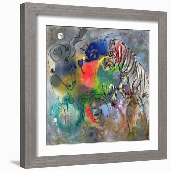 Zebra Mares, 1988-Jane Deakin-Framed Giclee Print