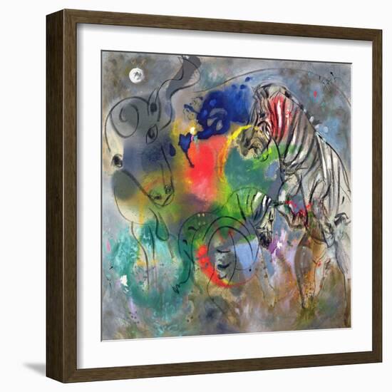 Zebra Mares, 1988-Jane Deakin-Framed Giclee Print