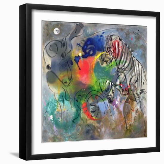 Zebra Mares, 1988-Jane Deakin-Framed Giclee Print