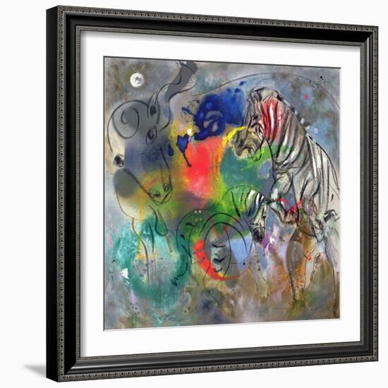 Zebra Mares, 1988-Jane Deakin-Framed Giclee Print